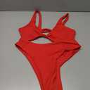 geluboao Bikini Set for Women Solid V Neck Knot Front Push Up High Leg Thong Two Piece Swimsuit (Medium, Red)