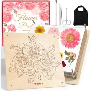 Aboofx Flower Press Kit, Craft Kits 11.2" x 11.2" 8 Layers Wooden Flower Pressing Kit for Crafts Pressed Flowers and Plant for DIY Art, Preservation for Bookmark Frame Wedding Drying