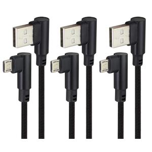 6 Ft Right Angle Micro USB Cable 90 Degree USB 2.0 A Male to 2.0 USB Micro Male High Speed Fast Charging Cords for Samsung Galaxy S7 Edge/S7/S6,LG,Power Bank Smartphones & More(Black/3-Pack)