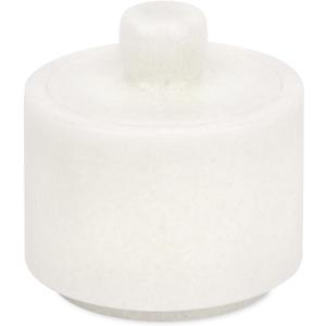 Marble Salt Cellar with Lid, Stone Salt or Pepper Bowl Box Container Jar Holder Well Keeper Dish Pig Crock (Solid White)