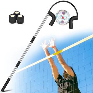 Volleyball Spike Trainer, Adjustable Length 55"-71" Volleyball Hitting Trainer, Double Arc Protection Quick Pickup Volleyball Training Equipment