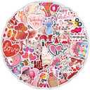 50pcs Valentine Stickers - Love Vinyl Waterproof for Laptop, Water Bottles, Scrapbook, Skateboard, Guitar - Heart Romantic Valentine's Day Stickers for Teens and Adults