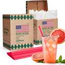 Glotoch Express 1000 PCS Individually Wrapped Red Plastic Straws, 7.75'' Long, 0.24'' Diameter Disposable Drinking Straws for Every Occasion, Party, Made in USA