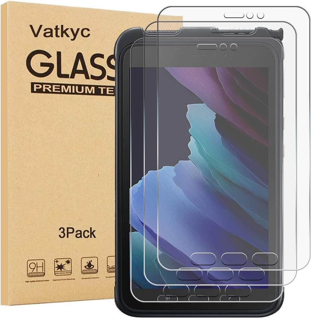 For Samsung Galaxy Tab Active 3 Tempered Glass Screen Protector (8 inch), Full Coverag 9H Hardness HD Clear Scratch Resistant Anti-Fingerprint Film tablet T570 T575 T577 [3-Pack]