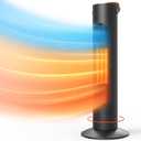 2-IN-1 Tower Heater And Fan Combo, 25" Electric Space Heaters For Indoor Use, 70Oscillating, 2S Instant Heating, 1500W, 3 Heating & Fan Modes,Electric Portable Heater For Bedroom, Office, Home, Black