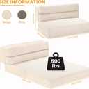 Folding Mattress, 3 in 1 Convertible Sofa Bed Fold Out Couch Bed Floor Couch Lounge Sleeper Mattress for Living Room, Guest Room (Beige, Queen)