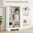 3-Tier Bookshelf, Small White Bookcase, 11.4" D x 24.6" W x 38" H
Adjustable shelf, 40 lbs per shelf, Anti-tip device, Wood-grain finish, Easy assembly, Study room