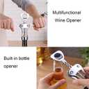 Wine Opener & Beer Opener, Heavy Duty Zinc Alloy Waiters Wing Corkscrew with Non-Slip Handle and Sharp Screw, Multifunctional Bar Tool for Bartenders, Sommeliers,Kitchen, Restaurant(Silver)