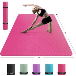 HAPBEAR Extra Large Yoga Mat - 72"x48"/78"x54", 1/4" & 1/3" Thick, Non-Slip, Durable, Eco-Friendly, Wide Exercise Mat for Home Workouts, Yoga, Pilates, Stretching, Meditation (Barefoot Exercise) (6MM)