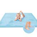 Baby Play Mat for Floor,1.3" Thick Memory foam Tummy Time Mat for Toddlers,Infants,kids,Water-Repellent Soft Nursery Rug,Extra Large Non Slip for Crawling&Yoga,Tatami Style for Living Room(Light Blue)