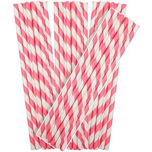 150 Packs Pink Paper Straws Drinking Disposable Stripe Straws Bulk qiqee