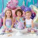42 PCS Colorful Ball Cake Topper Purple Pink Balloons Cake Decoration Foam Balls Cake Decorations Princess Balloons Cupcake Topper for Ocean Mermaid Themed Baby Shower Party Birthday Wedding