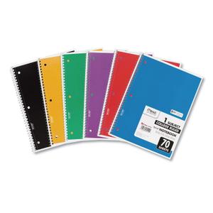 Mead Spiral Notebook, 1 Subject, College Ruled Paper, 7-1/2" x 10-1/2", 70 Sheets per Notebook, Colors Will Vary, 6 Pack (73065) (Purple)