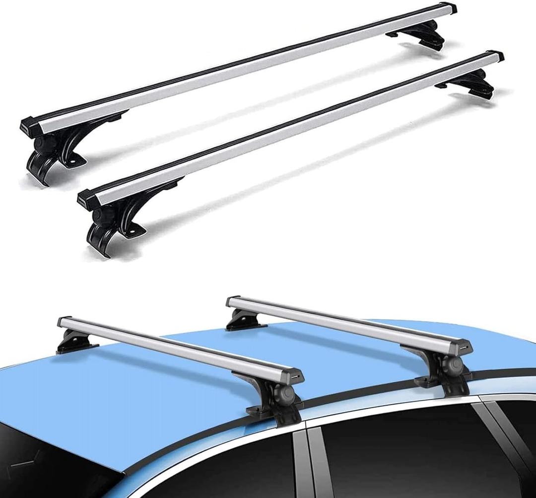 Universal Roof Rack Adjustable 48" Cross Bars, Upgraded Aluminum Alloy Car Roof Rack Carrier Holders Brackets, for Ski Luggage Rack Kayak Bike Canoe Snowboard Cargo Basket, 165LB/75KG Max Load (White & Black)