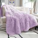 JONIYEAR Extra 2.8" Long Hair Fluffy Faux Fur Throw Blanket 50" x 60",Luxury Soft Decorative Fuzzy Furry Blankets for Couch, Cozy Plush Shaggy Blankets for Sofa Bed, Cute Lovely Blanket for Pet,Purple