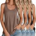 4 Pack Women's Nursing Tank Tops | Breastfeeding Sleeveless Shirts, Hidden Zippers, Scoop Neck, Loose Maternity Tops, Postpartum Tees, Summer Pumping Outfits (M)