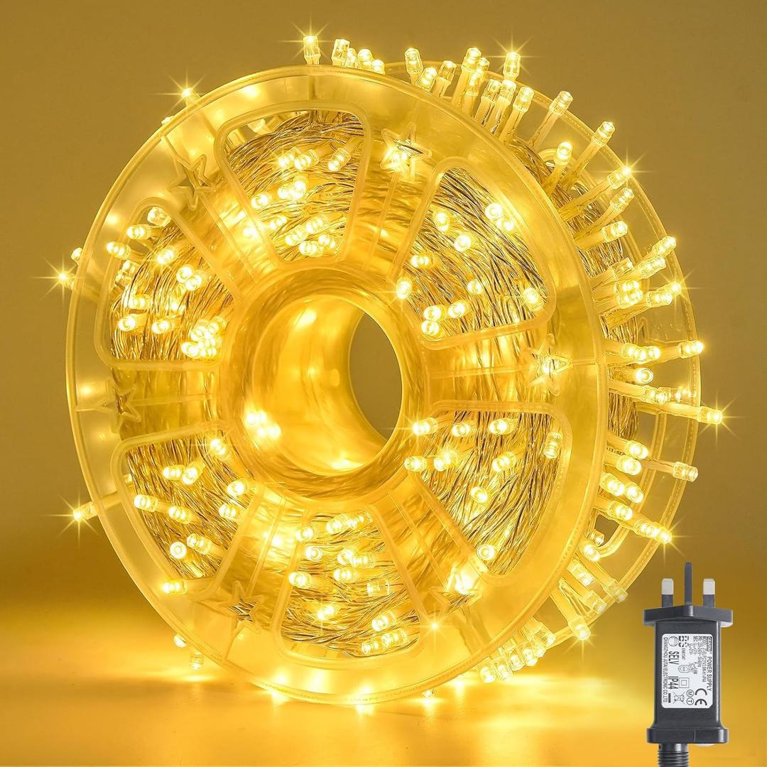 JMEXSUSS 400 LED Christmas Lights Indoor Outdoor, 132 ft Warm White String Lights Plug in with Remote, 8 Modes Twinkle Christmas Tree Lights for Bedroom Outside Patio Home Party Xmas Holiday Decor