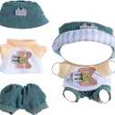 2 x Clothes for Doll  Casual Youth Outfit for 17cm Dolls, Green Hat, White & Yellow Letter K Shirt & Green Pants  Doll Accessories Only