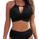 Women Halter Bikini Set High Waist Bottom Bathing Suit Sexy Swimsuit Size L