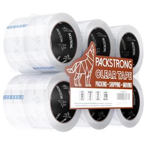 Industrial Grade Clear Packing Tape 12 Rolls - 110 Yards per Roll - 2" Wide x 2 mil Thick, Acrylic Adhesive Tape for Box Office Moving Packaging Shipping