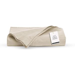 Tribeca Living King Cotton Flannel Flat Sheet Only 170-GSM - Oversized 112 x 106 Inch Dimensions for Generous Bed Coverage - Soft Breathable Bedding in Ivory