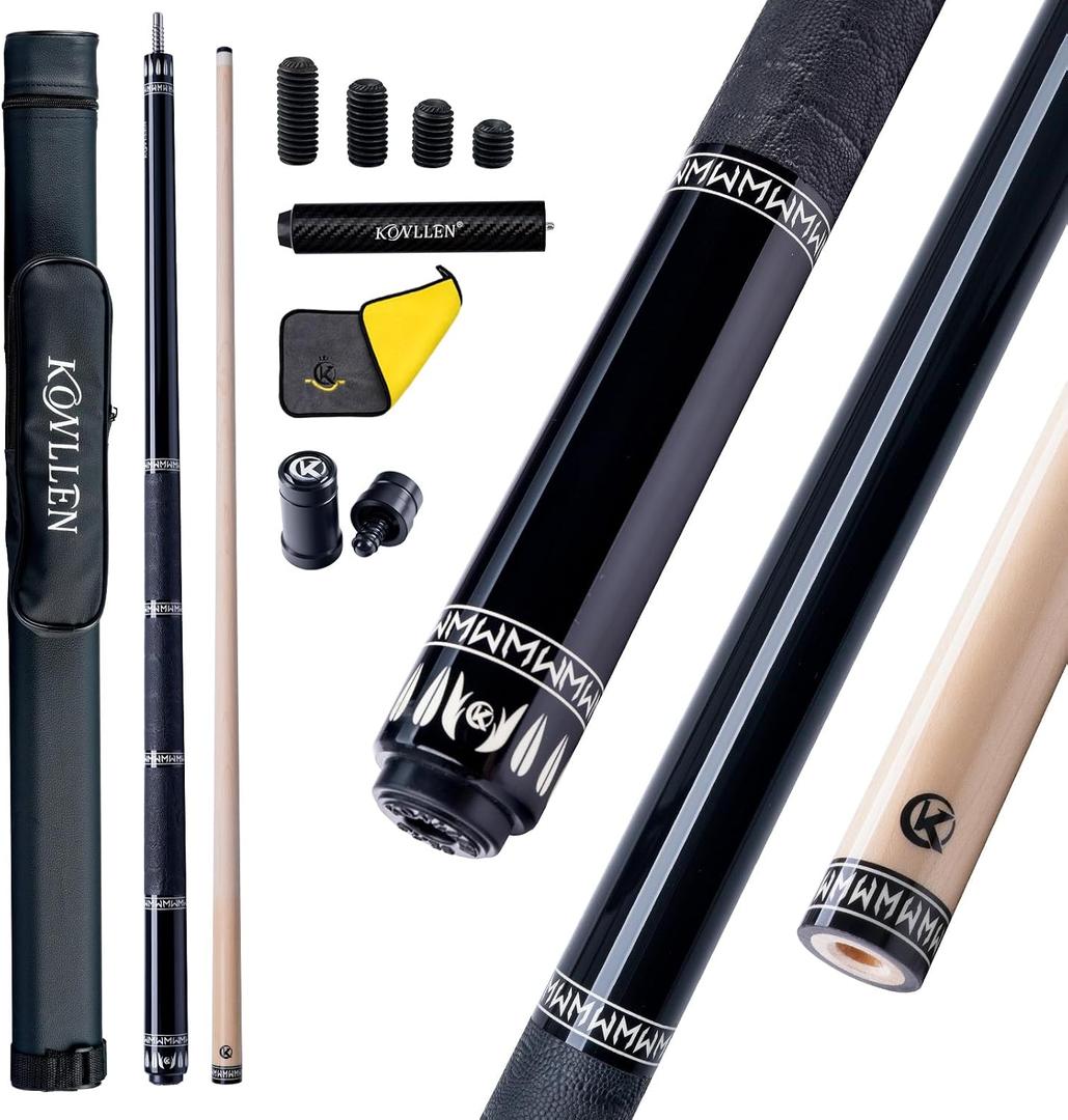KONLLEN Maple Pool Cue Stick for Adults - Features Low Deflection Shaft, Titanium Alloy 3/8x8 Joint, and 12mm Tip