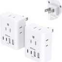 2 Pack US to Japan Plug Adapter, Japan Power Travel Adapter with 4 Outlets 4 USB Ports(2 USB C), Type A Travel Power Converter Plug Adaptor for USA to Japanese China Canada Mexico Philippines Peru