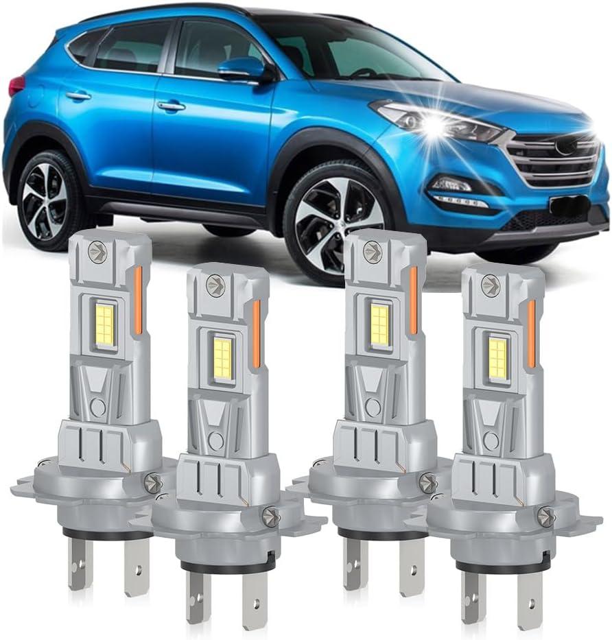 Compatible For 2016 2017 2018 2019 Hyundai Tucson Hi/Lo Beam Lights Bulbs, 20000LM 800% Brightness 6000K White Light Bulbs, Plug and Play, Pack of 4