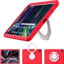 Case for iPad Pro 12.9 6th/5th/4th/3rd Gen, Heavy Duty Shockproof EVA Foam Protective Cover with 360 Rotating Stand, Stable & Lightweight, for Kids, Work, Travel & Creative Use, Red