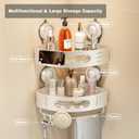 Voldra Corner Shower Caddy Suction Cup, Aluminum Corner Shower Shelves for Wall No Drilling, Large Suction Cup Shower Organizer with Towel Bar & Hooks Removable Bathroom Storage(2 Pack-Cream White)