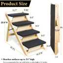 BRIKY 2-in-1 Dog Stairs/Ramp with 4 Steps, Foldable Dog Stairs for High Beds Cars Couch, Durable Wooden Pet Stairs for Small Medium Large Dogs, No Assembly Required