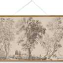 VIYYIEA Extra Large Size Canvas Wall Art, 36x54 Inch Vintage Tree Landscape Hanging Scroll, Oversized Rustic Nature Artwork for Living Room, Bedroom, or Study (Three Trees Composition)