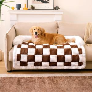 FUNNY FUZZY Pet Couch Covers for Sofa, Dog Couch Bed for Furniture Protector, Pet Bed Mat, Couch Cover for Dogs Washable Non Slip, X-Large, Brown (47.2"L x 37.4"W x 6.3"Th)