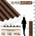 WPC Acoustic Slat Wall Panels 16-Pack 47.2'' x 6'', Accent 3D Wall Panel for Interior Wall Decor, Waterproof Fluted Textured Panel Wall Slats,Solid Walnut (Cover Approx.32 sq.ft)