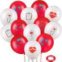 Skylety 40 Pieces Nurse Balloons 12 Inch Red and White Nursing Latex Balloons Party Decoration Supplies CNA Week Graduation Decoration