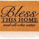 Juvale Coco Coir Door Mat 17 x 30 in - Bless This Home and All Who Enter Doormat for Front Entrance