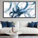 AJAZIKO Blue Wall Art Abstract Wall Decor Pictures for Living Room Wall Decoration Print Pictures Canvas Framed Artwork Paintings for Office Above Bed Wall Decor 2040IN