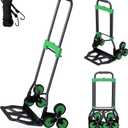 Heavy-Duty 330LB Capacity Hand Truck with Stair-Climbing Wheels & One-Touch Retractable Handle - Q235 Steel Collapsible Dolly Cart, 4.2-Inch Triple Wheels, Elastic Strap & Sponge Grip (Green)