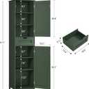 TEENFON Tall Bathroom Cabinet with 2 Doors & 1 Drawer, Narrow Bathroom Storage Cabinet with Adjustable Shelves, for Living Room, Entryway, Kitchen, Forest Green, 11.8"D x 15.7"W x 67.1"H