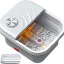 LUBBYGIM New Collapsible Foot Spa Bath with Heat, Foldable Foot Bath Massager with Bubble, Red Light, 6 Shiatsu Massage Rollers, Foot Soaking Tub with Temperature Control for Soft Feet & Relax, Gray