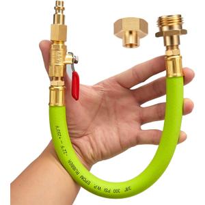 Minimprover Lead -Free Brass 16.9" Winterize Sprinkler System RV Motorhome Boat Camper and Travel Trailer: Air Comp Quick-Connect Plug To 3/4" Garden Hose Faucet Blow Out Adapter Fitting with Valve