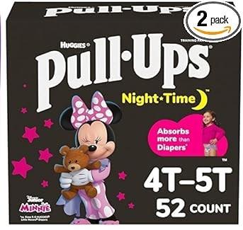  Pull-Ups Girls' Night-Time Potty Training Pants, Size 4T-5T (38-50 lbs), 52 Ct