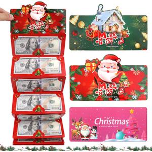 XANGNIER 3 Pcs Christmas Cash Gift Envelopes with 10 Slots,Christmas Money Holders for Cash,Surprise Giftcard Book Gift Card Booklet Ideas for Xmas Party Supplies Decorations