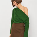 ZARA Top with Gathered Sleeve Green Size XS