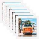 5x5 White Picture Frames Square Classic Natural Wood 6 Pack for Wall Mounting and Tabletop Display