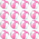 Whaline 16 Pcs 16'' Pink and White Inflatable Beach Ball Round Pool PVC Balls Cute Game Toys for Summer Hawaiian Tropical Theme Beach Party Decorations Water Sand Game Accessory