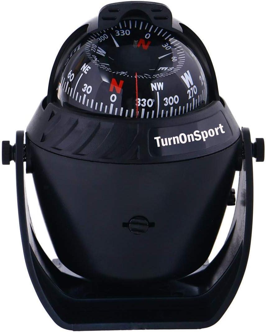 Boat Compass Dash Mount Flush - Boating Compass Dashboard Suction - Navigation Marine Compass Boats Surface Mount - Illuminated Dashboard Compass Ship - Electronic Sea Compass (Black)