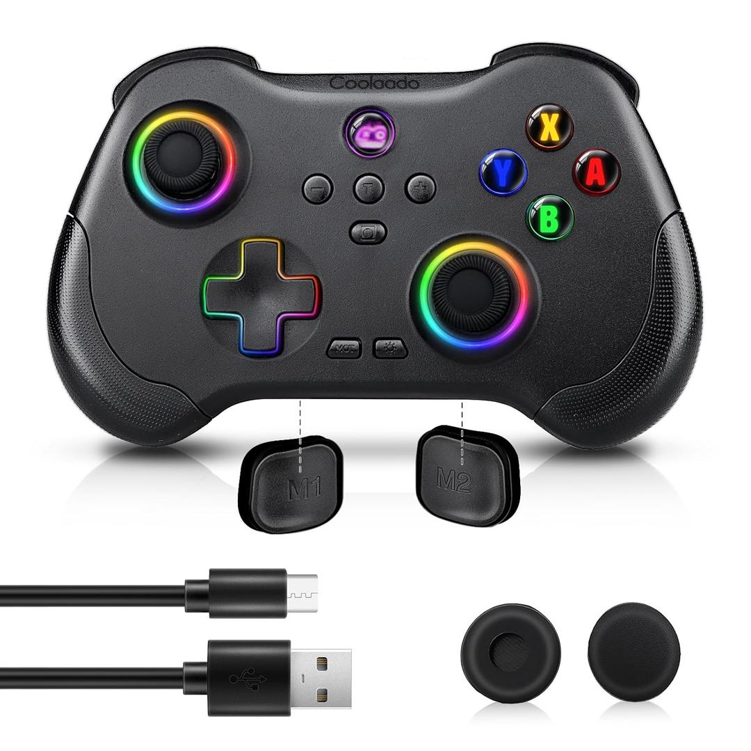 Coolaado Wireless Controller for Xbox/Swtich/PS3/4, Bluetooth Handheld Gaming Joysticks Gamepad Compatible With iPhone/Andriod Phones/PC (Black)