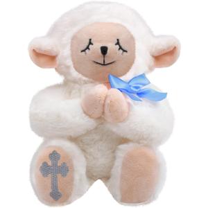 ZGDG Baptism Gifts for Boys Christening Dedication Gift Set for Newborn Baby Boys Includes Plush Praying Musical Lamb in Keepsake Box Ideal Easter Gifts for Kids