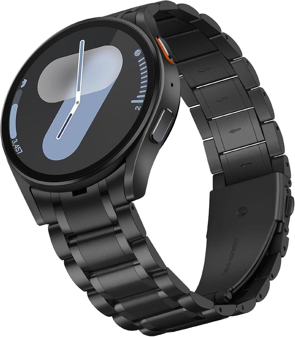 HITZEE Stainless Steel No Gap Bands Compatible with Samsung Galaxy Watch 7/6/5/4/FE Band 40/44mm/Watch 6 Classic 43/47mm/Watch 5 Pro, Samsung Watch Metal Band Strap Designed for Men/Women, Black